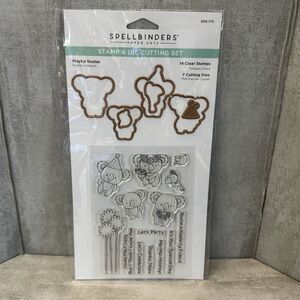 Spellbinders Clear Rubber Stamp & Die Cutting Set Playful Koalas Sentiments